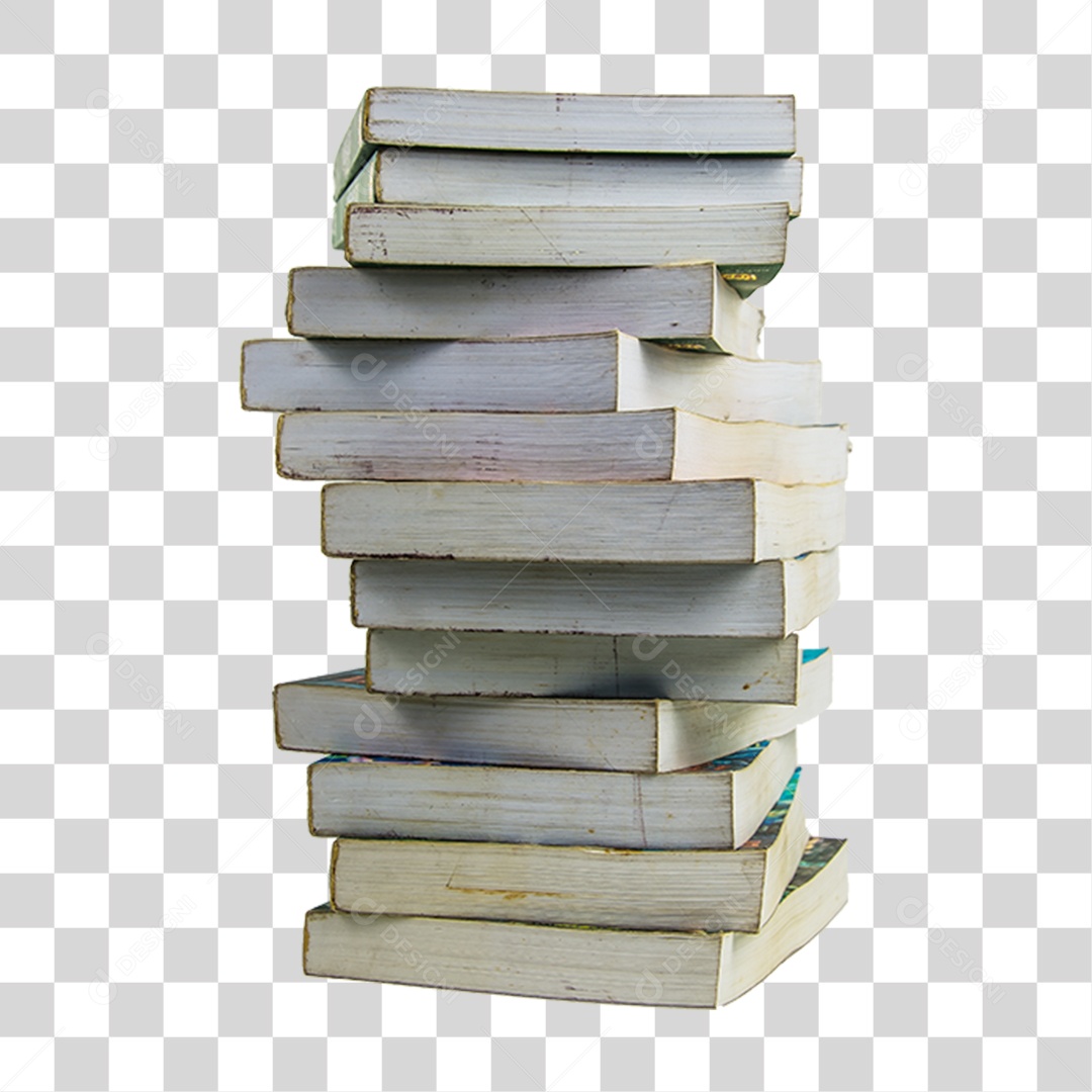 Objeto 3D Pilha de Livros Para Composição PNG Transparente