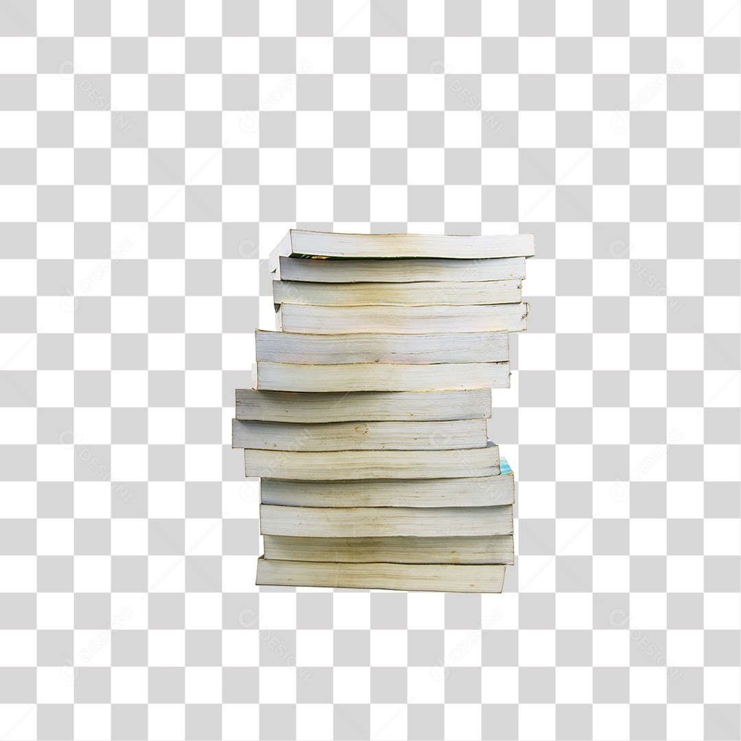 Objeto 3D Pilha de Livros Para Composição PNG Transparente