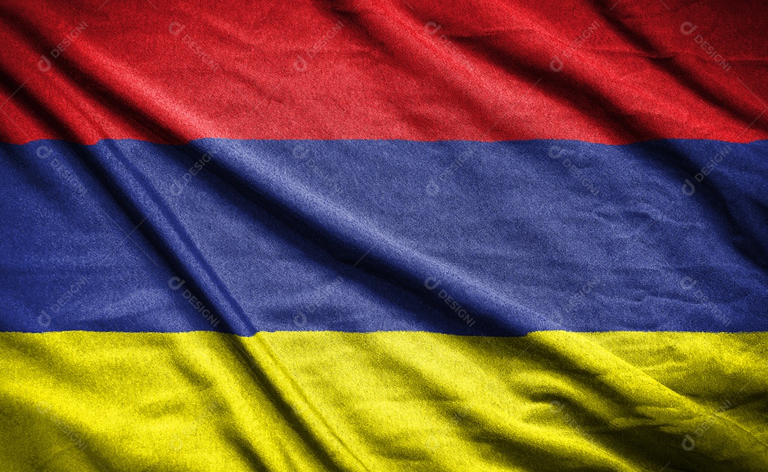 Bandeira realista da armênia na superfície ondulada do tecido