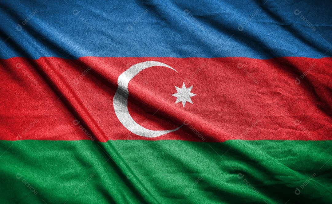 Bandeira realista do azerbaijão na superfície ondulada do tecido
