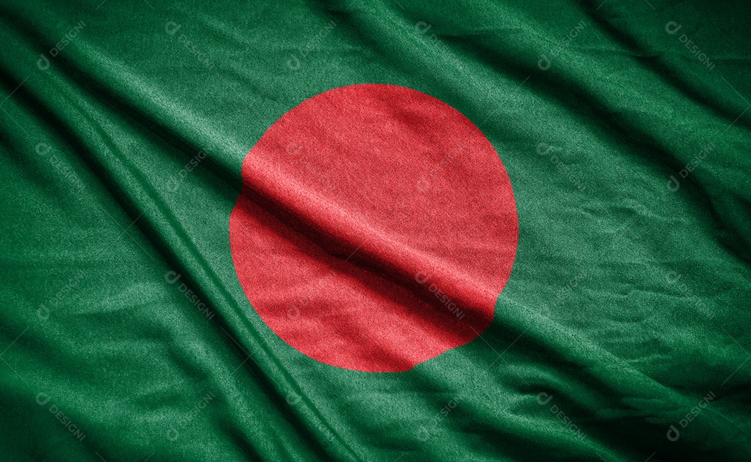 Bandeira realista de bangladesh na superfície ondulada do tecido
