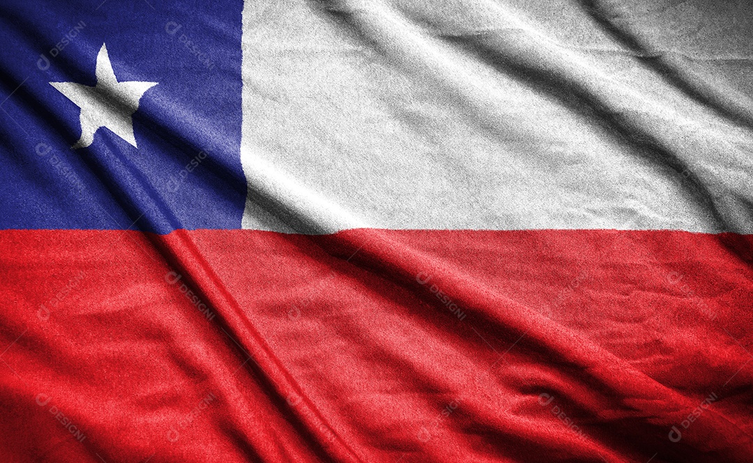 Bandeira realista do chile na superfície ondulada do tecido