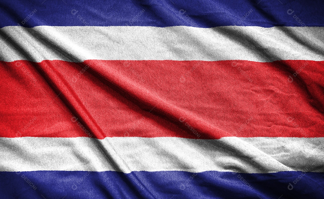 Bandeira realista da costa rica na superfície ondulada do tecido