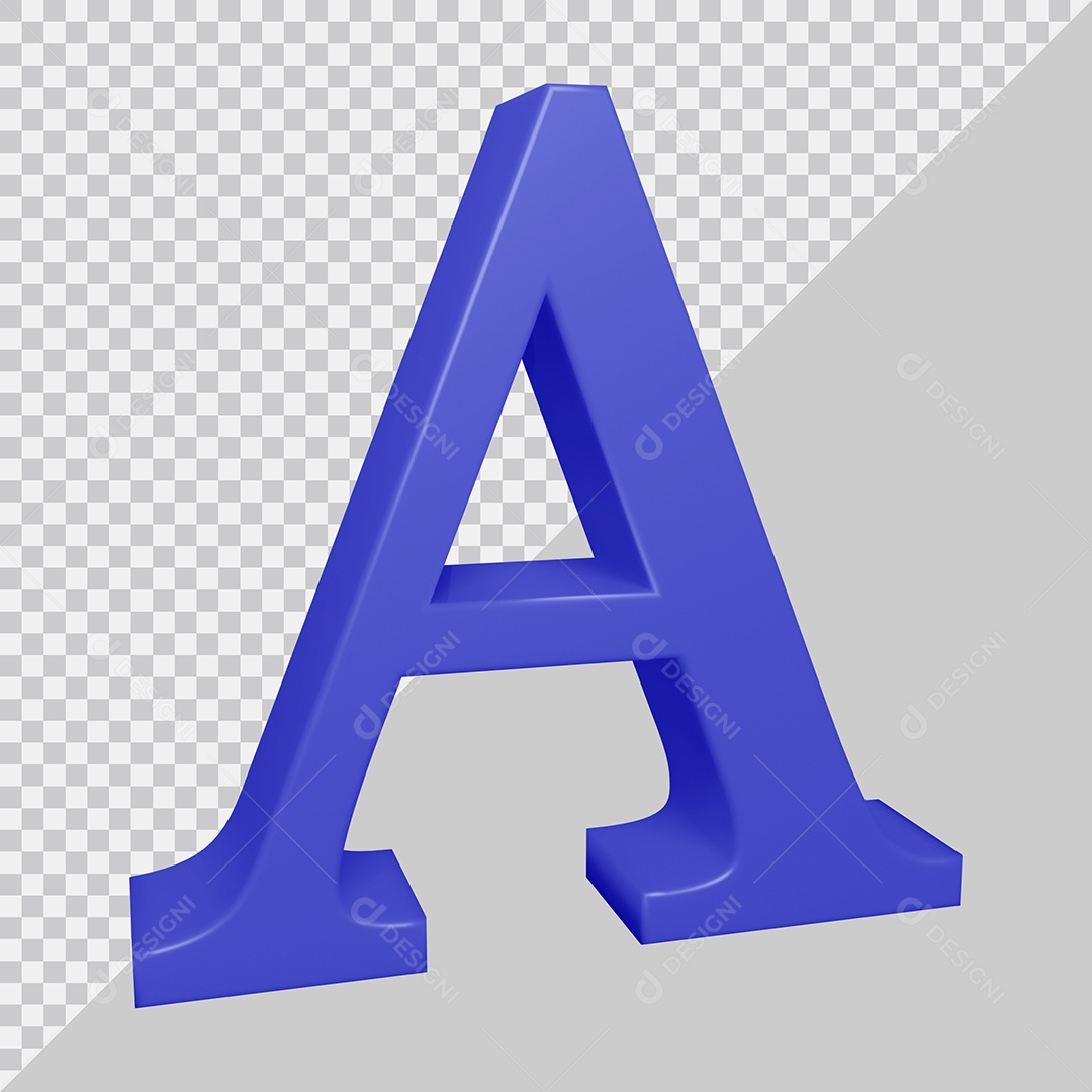Letra A Maiúscula Azul Ilustração 3D PSD
