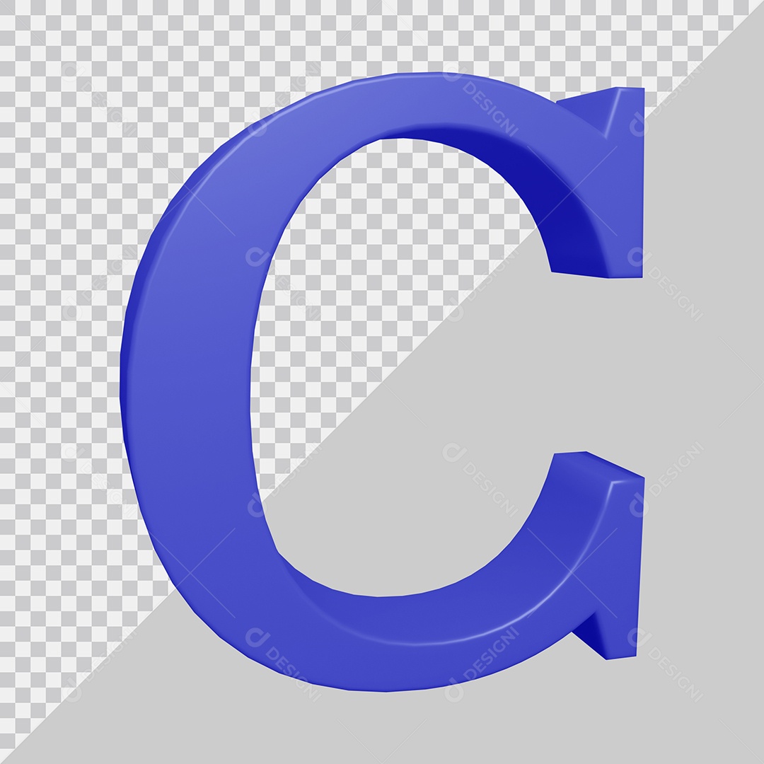 Letra C Maiúscula Azul Ilustração 3D PSD