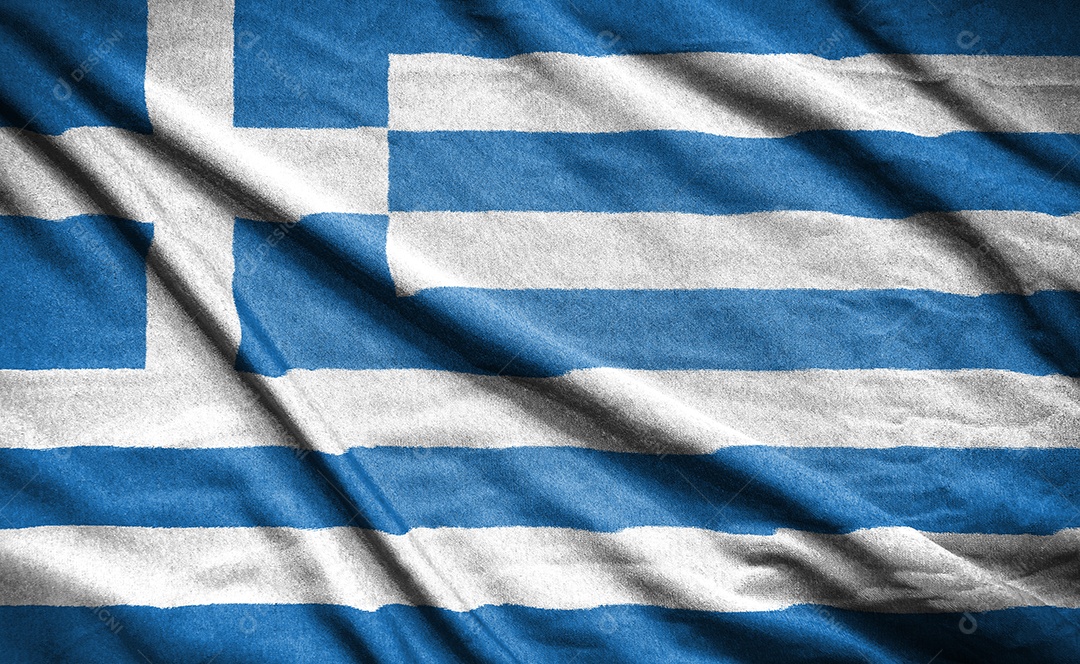 Bandeira realista da Grécia na superfície ondulada do tecido