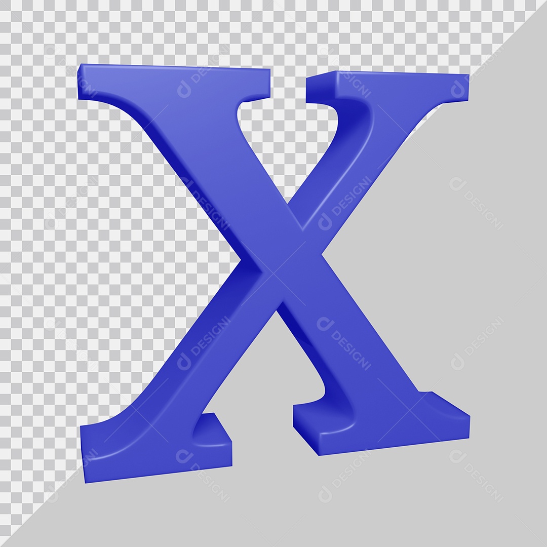 Letra X Maiúscula Azul Ilustração 3D PSD