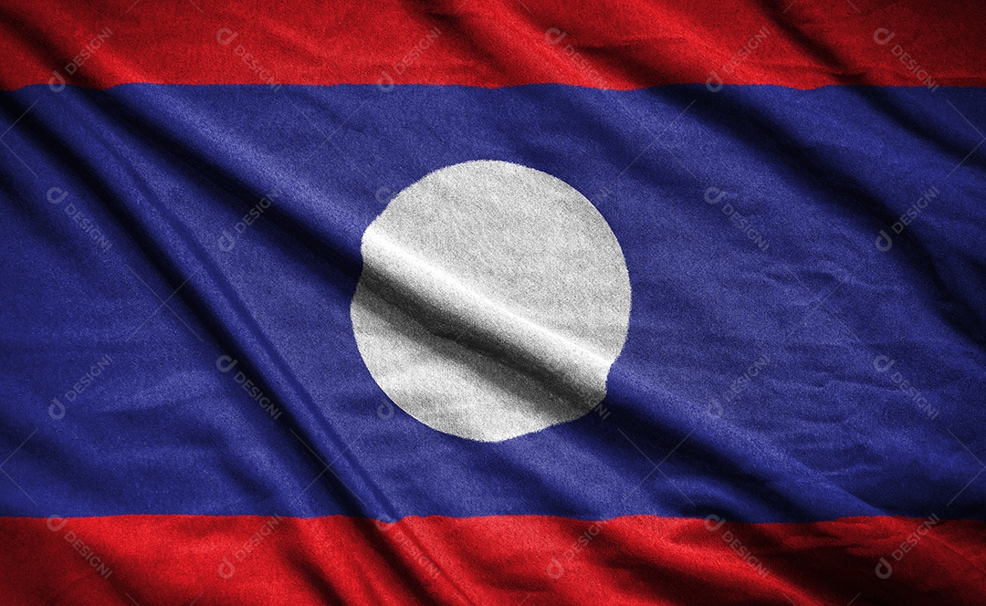 Bandeira realista do laos na superfície ondulada do tecido