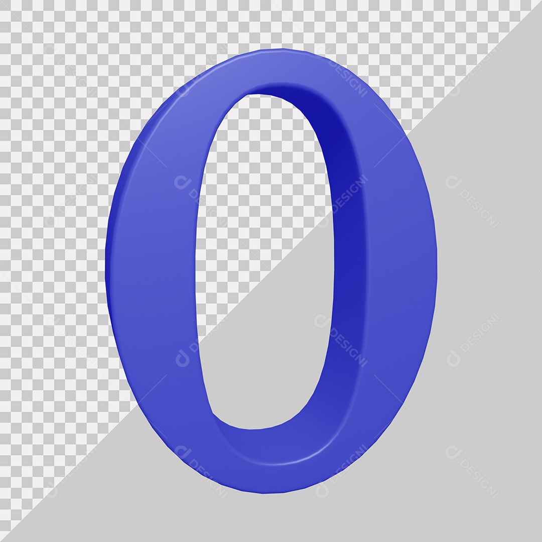 Número 3D 0 Azul Para composição PSD