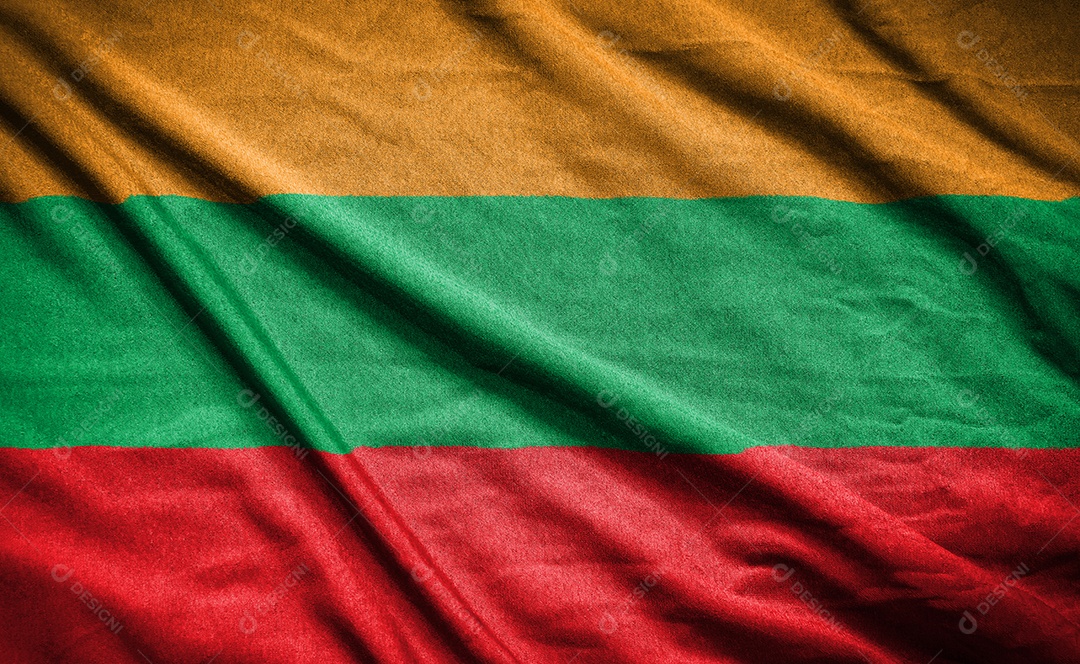 Bandeira realista da lituânia na superfície ondulada do tecido