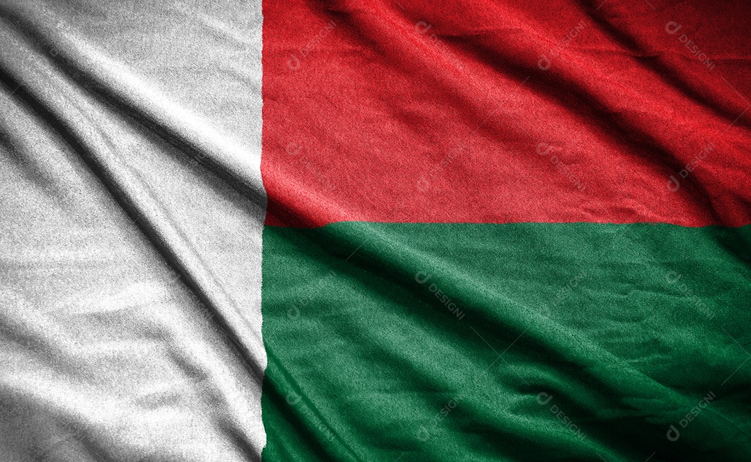 Bandeira realista de madagascar na superfície ondulada do tecido