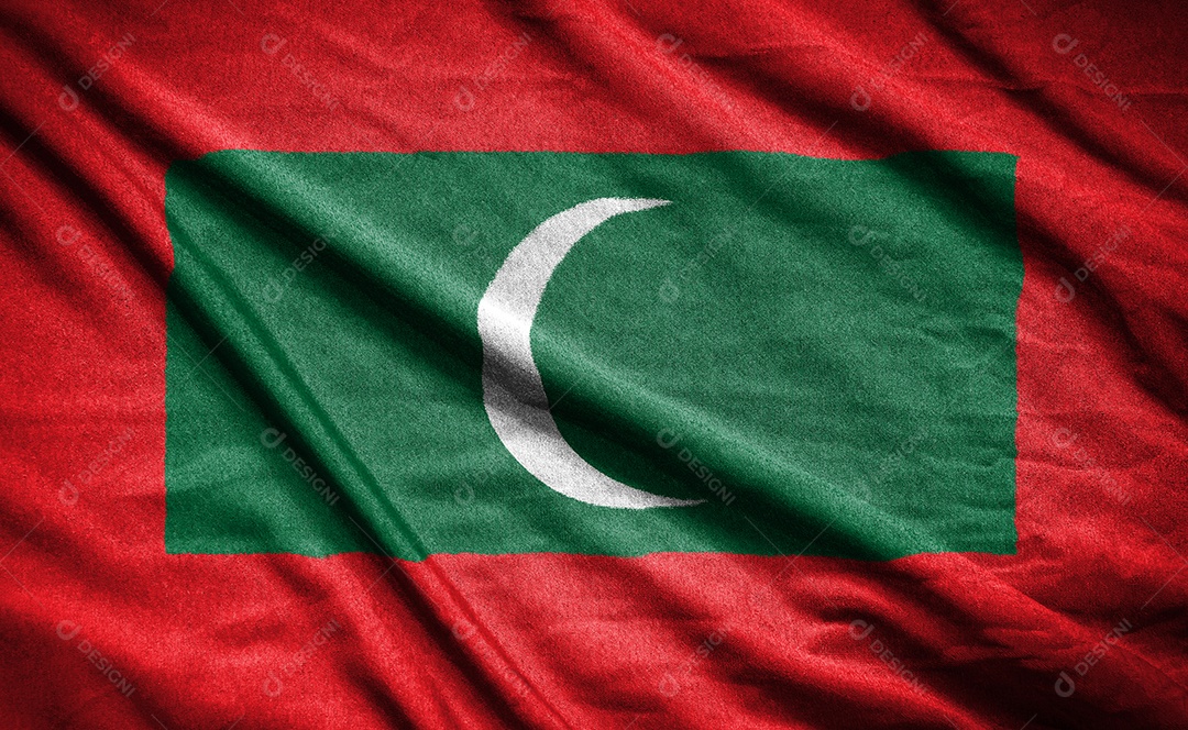 Bandeira realista das maldivas na superfície ondulada do tecido