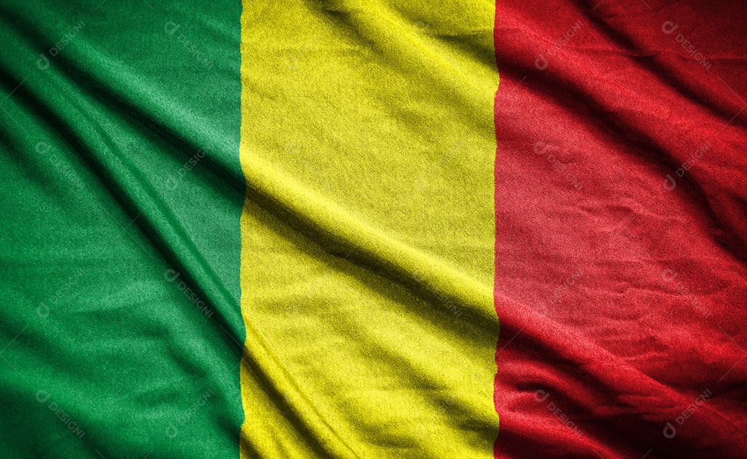 Bandeira realista do mali na superfície ondulada do tecido