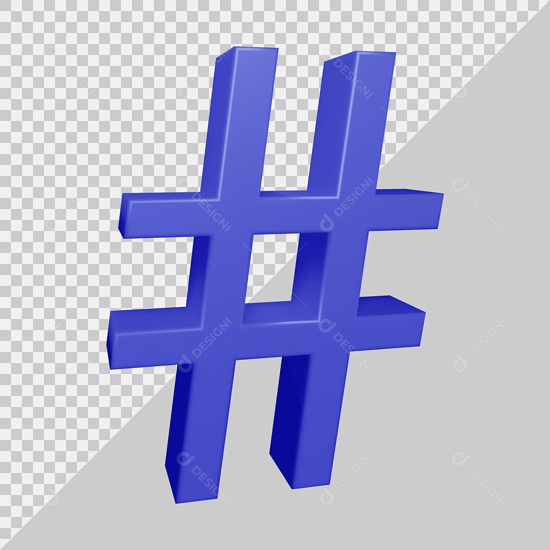 Símbolo de Hashtag 3D Azul Para Composição PSD