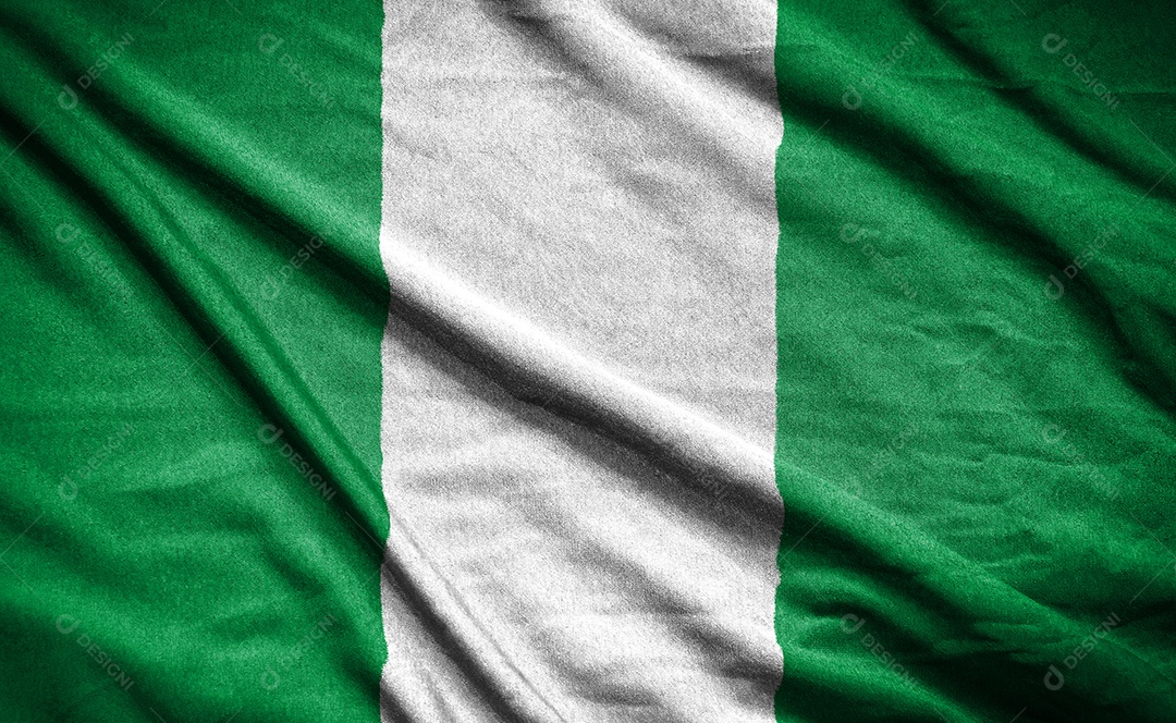 Bandeira realista da nigéria na superfície ondulada do tecido