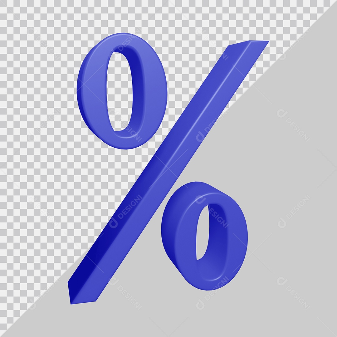 Símbolo de Porcentagem 3D Azul Para Composição PSD