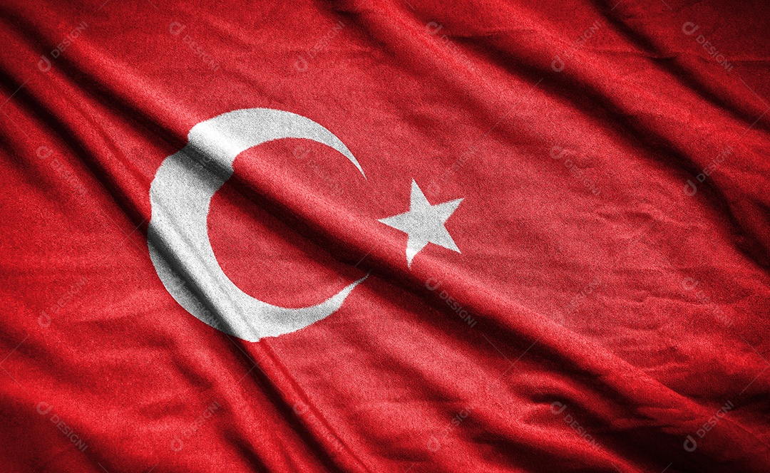 Bandeira realista da turquia na superfície ondulada do tecido