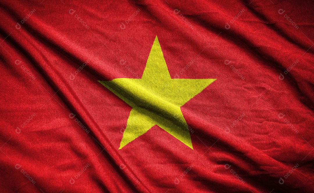 Bandeira realista da victnam na superfície ondulada do tecido