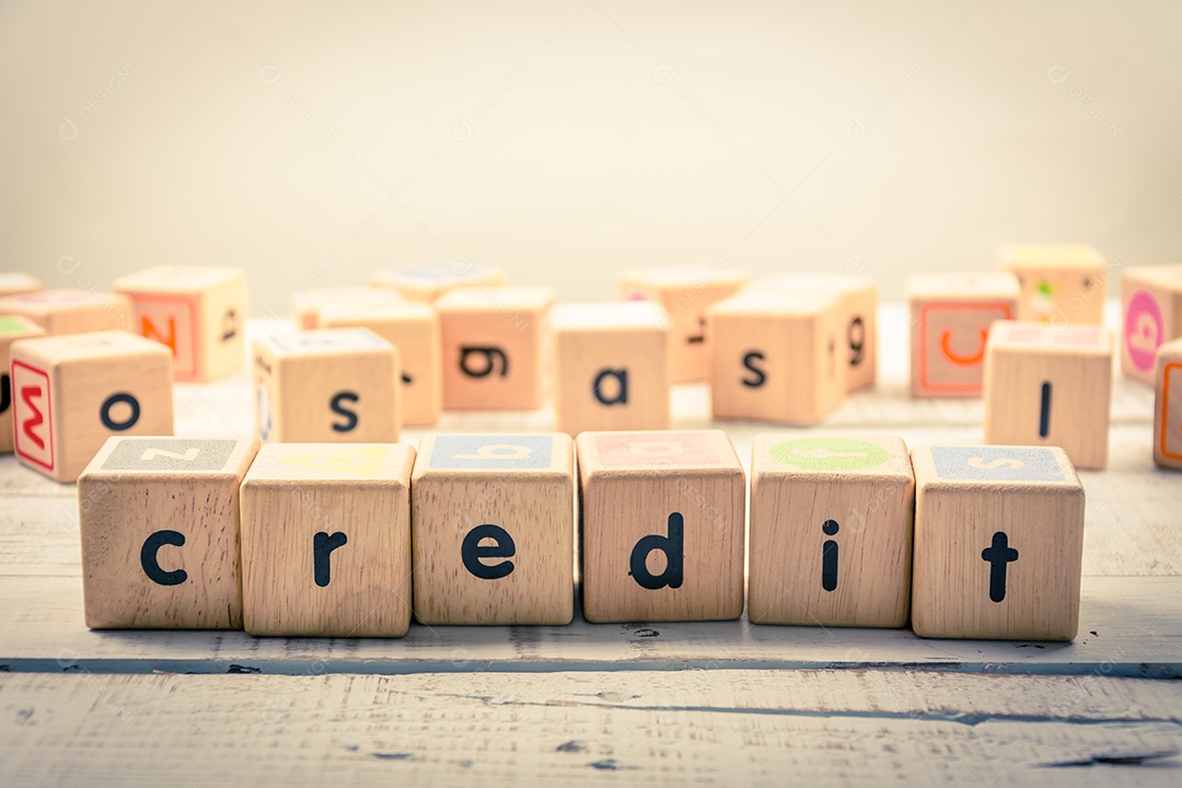 Palavra de crédito madeira Cúbica na madeira