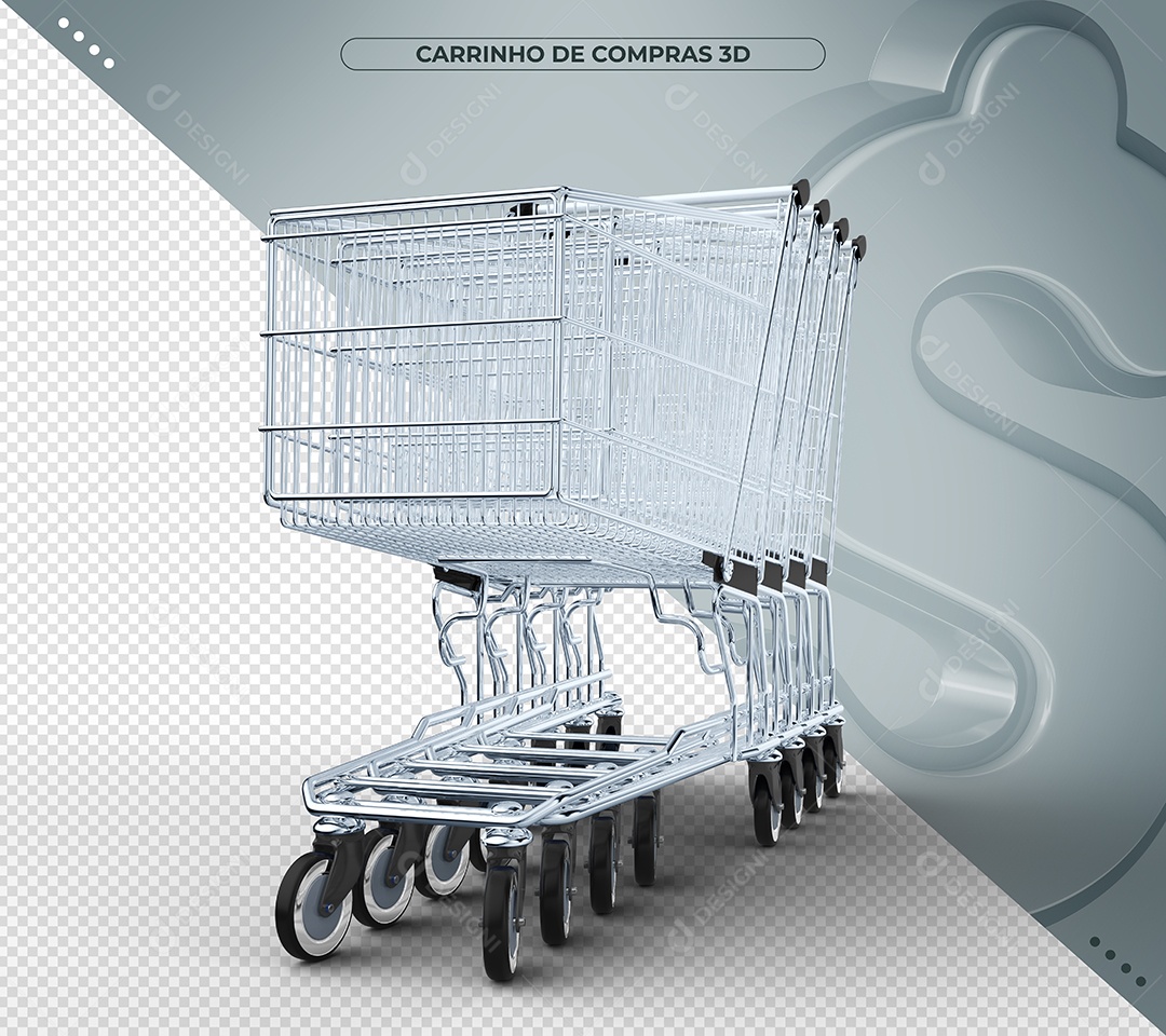 Carrinhos de compras preto Ilustração 3D para Composição PSD
