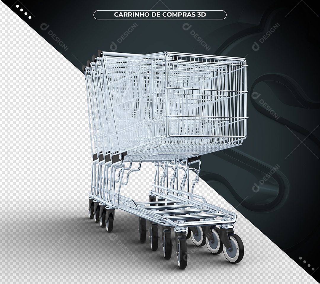 Carrinhos de compras preto Ilustração 3D para Composição PSD
