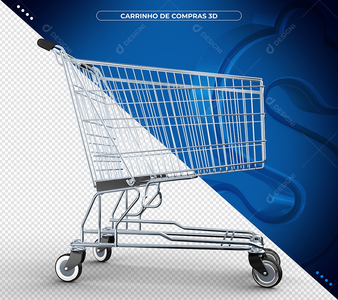 Carrinho de compras preto Ilustração 3D para Composição PSD