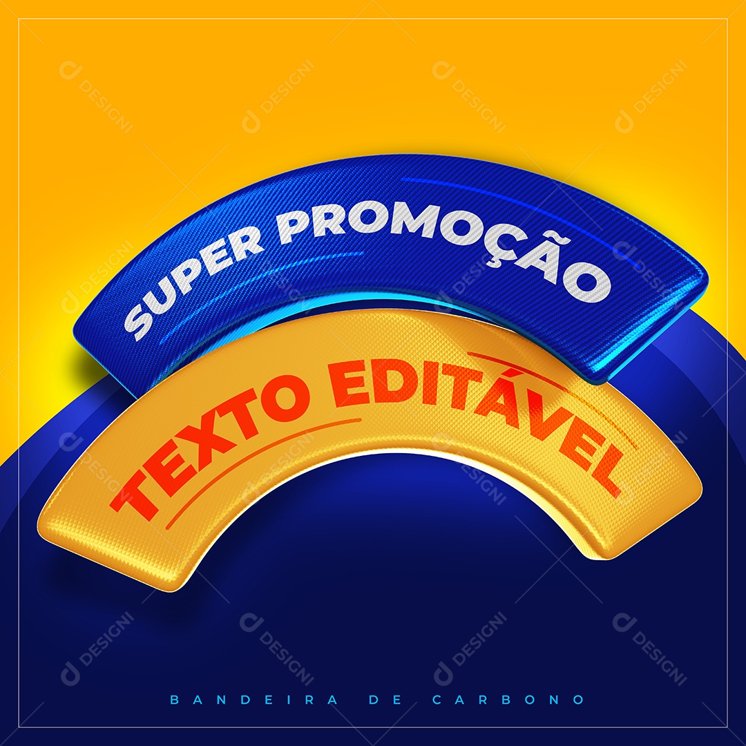 Super promocão Azul e Dourado Elemento 3D para Composição PSD