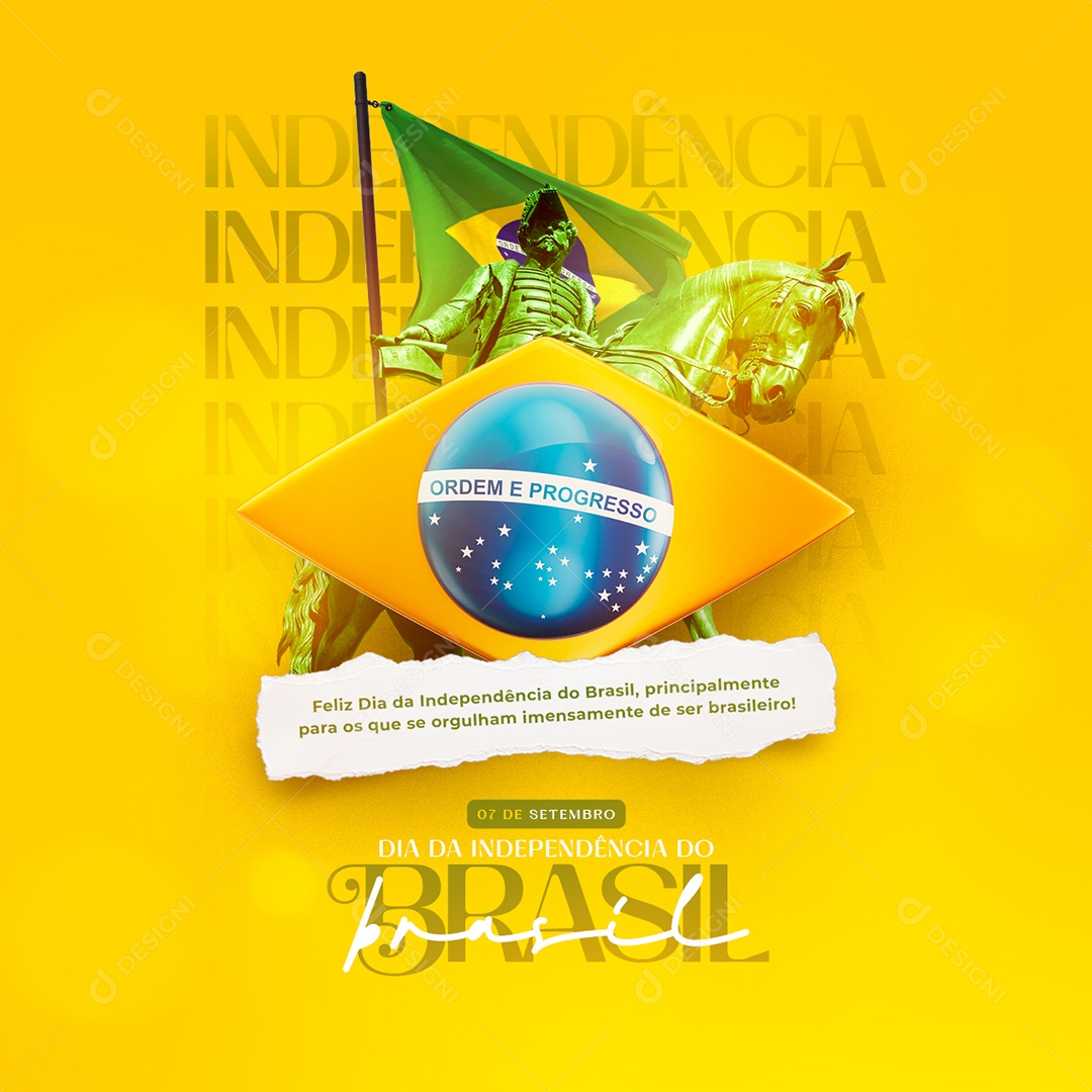 Feliz Dia da Independência do Brasil 7 de Setembro Social Media PSD Editável