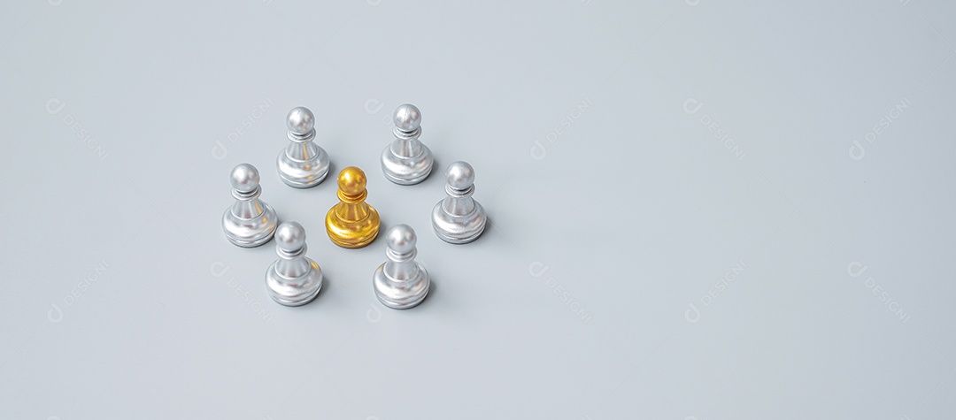 peças de peão de xadrez dourado ou empresário líder