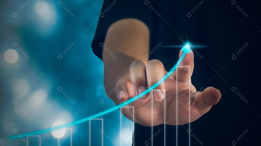 Empresário ponto aumento seta gráfico crescimento futuro corporativo.