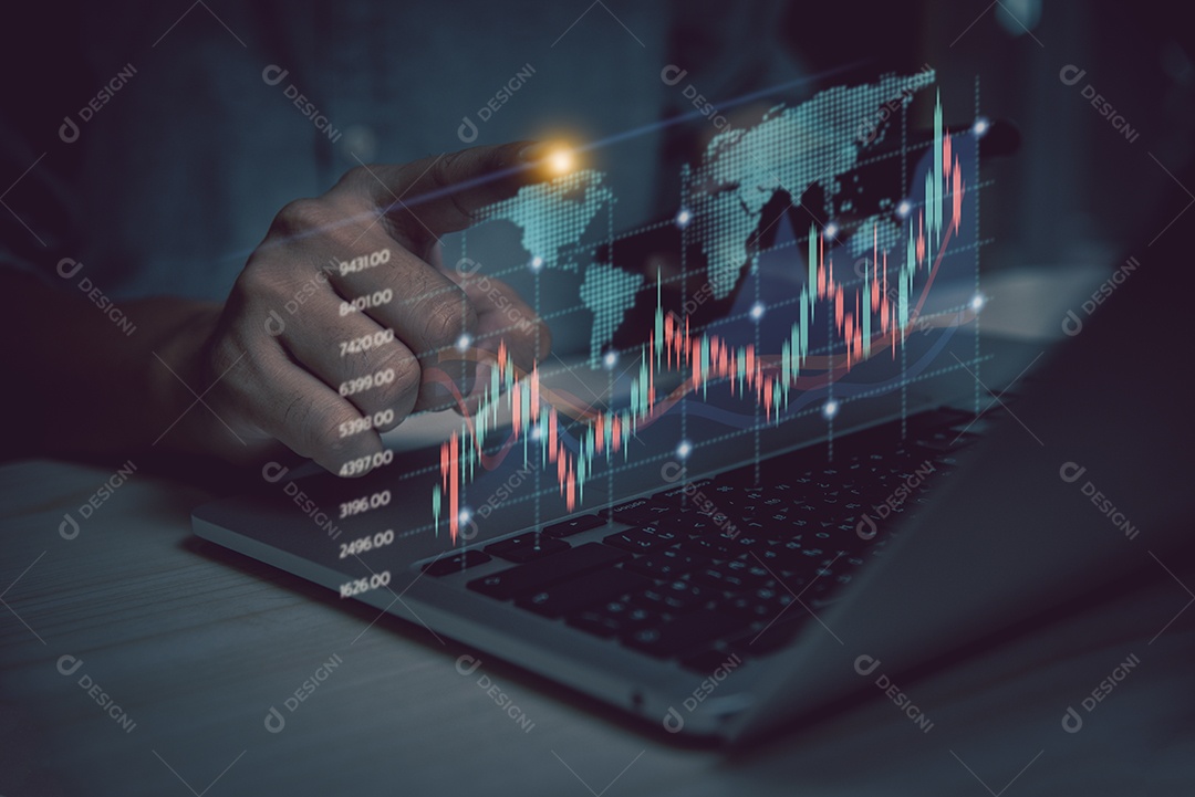 Financie o conceito do negócio da tecnologia do relatório digital da análise do diagrama da troca dos estrangeiros do investimento da troca do mercado de valores de ação.