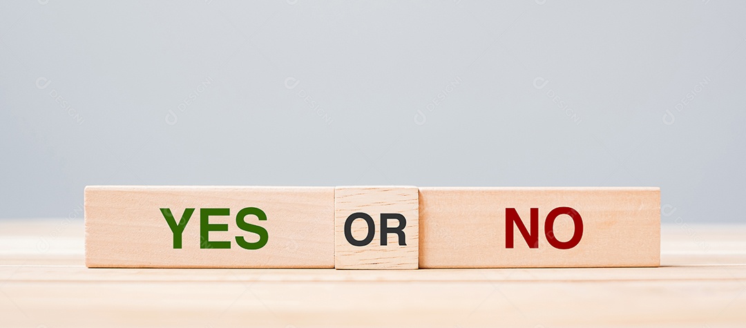 Sim ou Não bloco. Conceito de resposta, pergunta e decisão.