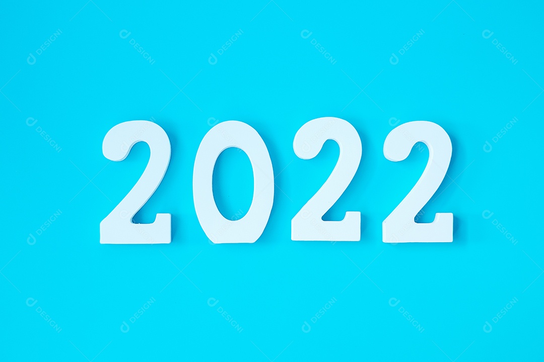 2022 número de texto branco sobre fundo azul. Resolução, plano.