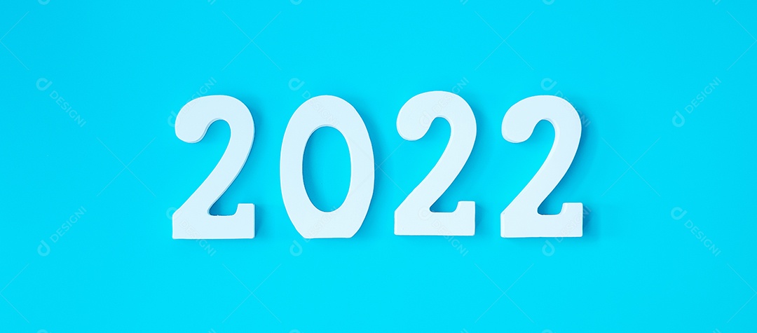 2022 número de texto branco sobre fundo azul. Resolução, plano.