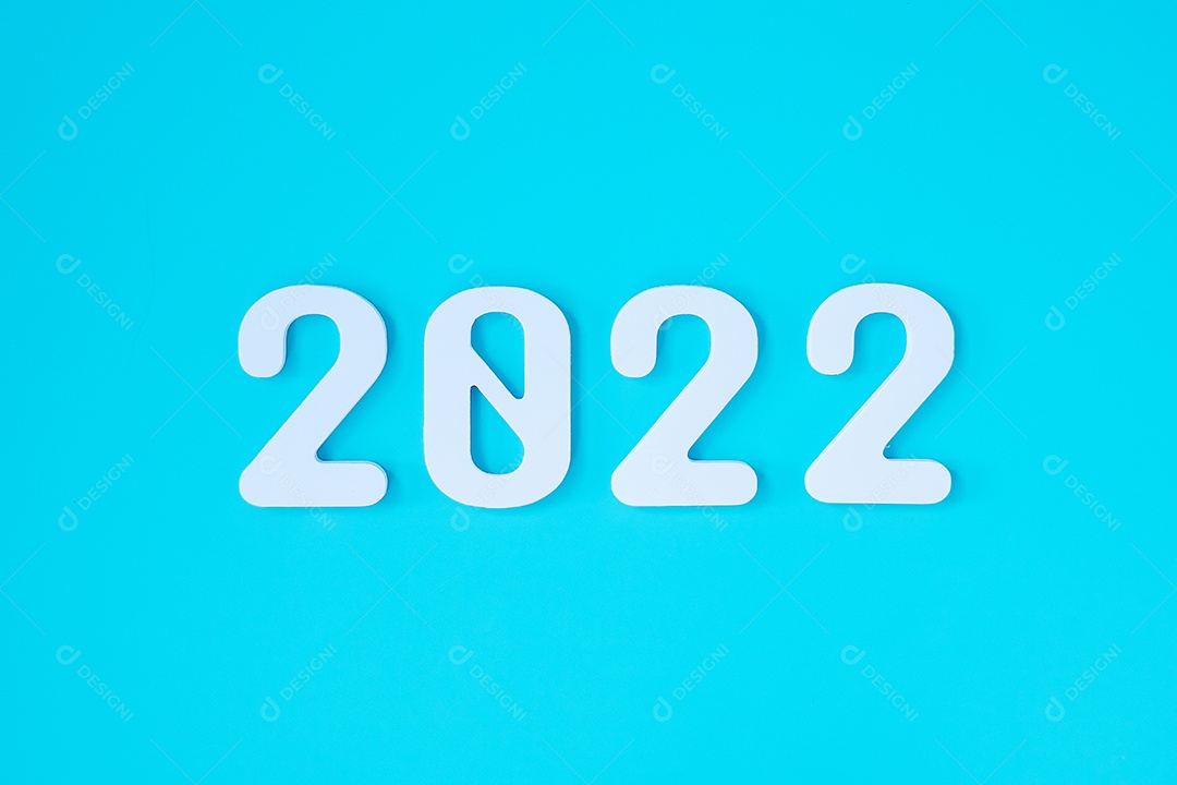 2022 número de texto branco sobre fundo azul. Resolução, plano.