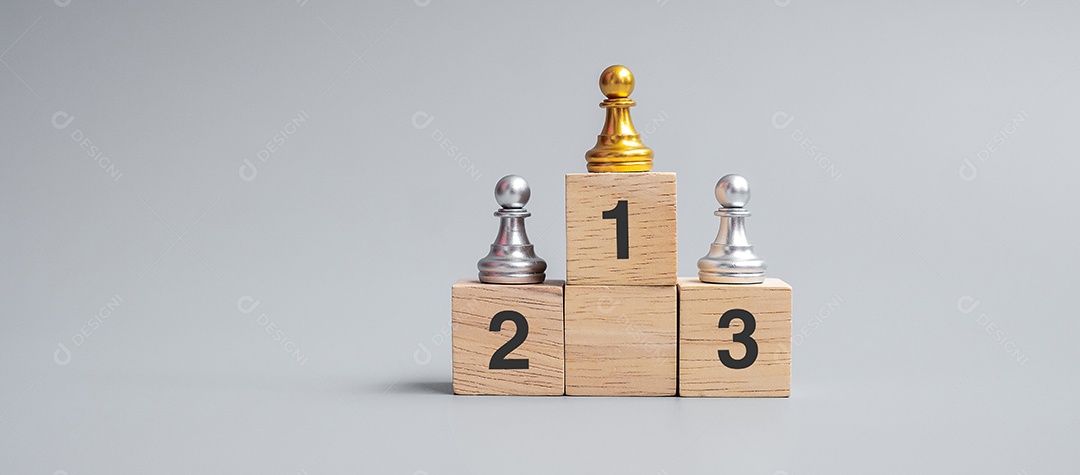 Topo de peças de peão de xadrez dourado ou empresário líder. vitória, liderança, sucesso nos negócios, equipe, recrutamento e conceito de trabalho em equipe