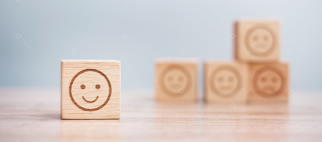 bloco de símbolo de estrela sobre fundo azul. Classificação de serviço, classificação