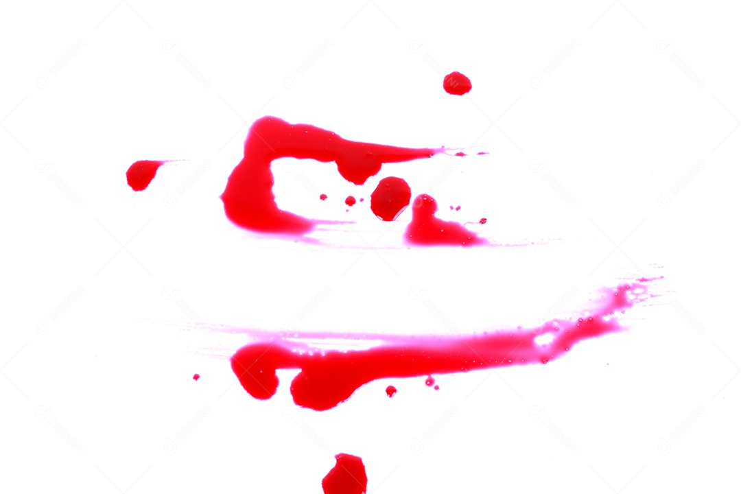 Manchas de sangue vermelho sobre fundo isolado branco Halloween