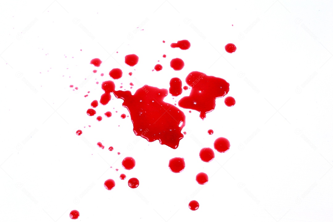 Manchas de sangue vermelho sobre fundo isolado branco Halloween