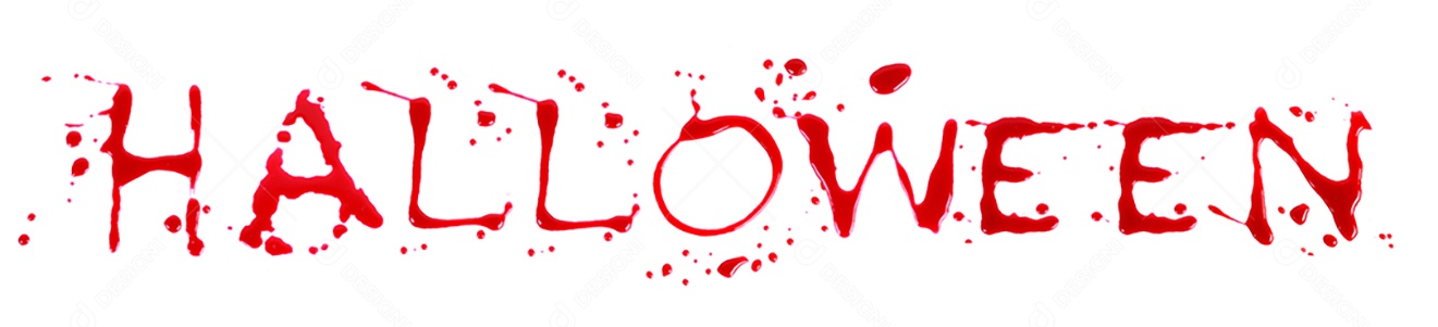 Impressão sangrenta em um fundo branco escrito Halloween