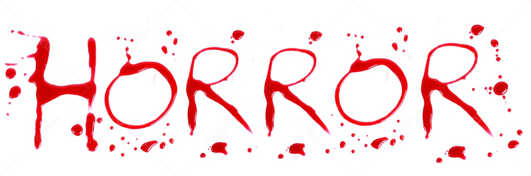 Impressão sangrenta em um fundo branco letras