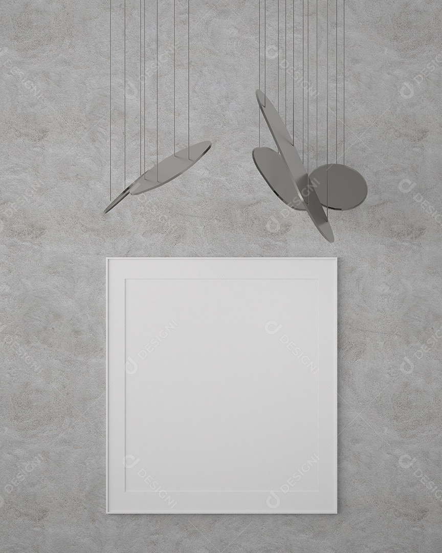 Moldura de foto de maquete de ilustração 3D na bela parede na sala da galeria ou no salão do lugar de luxo, decorada com ornamento de conceito, renderização