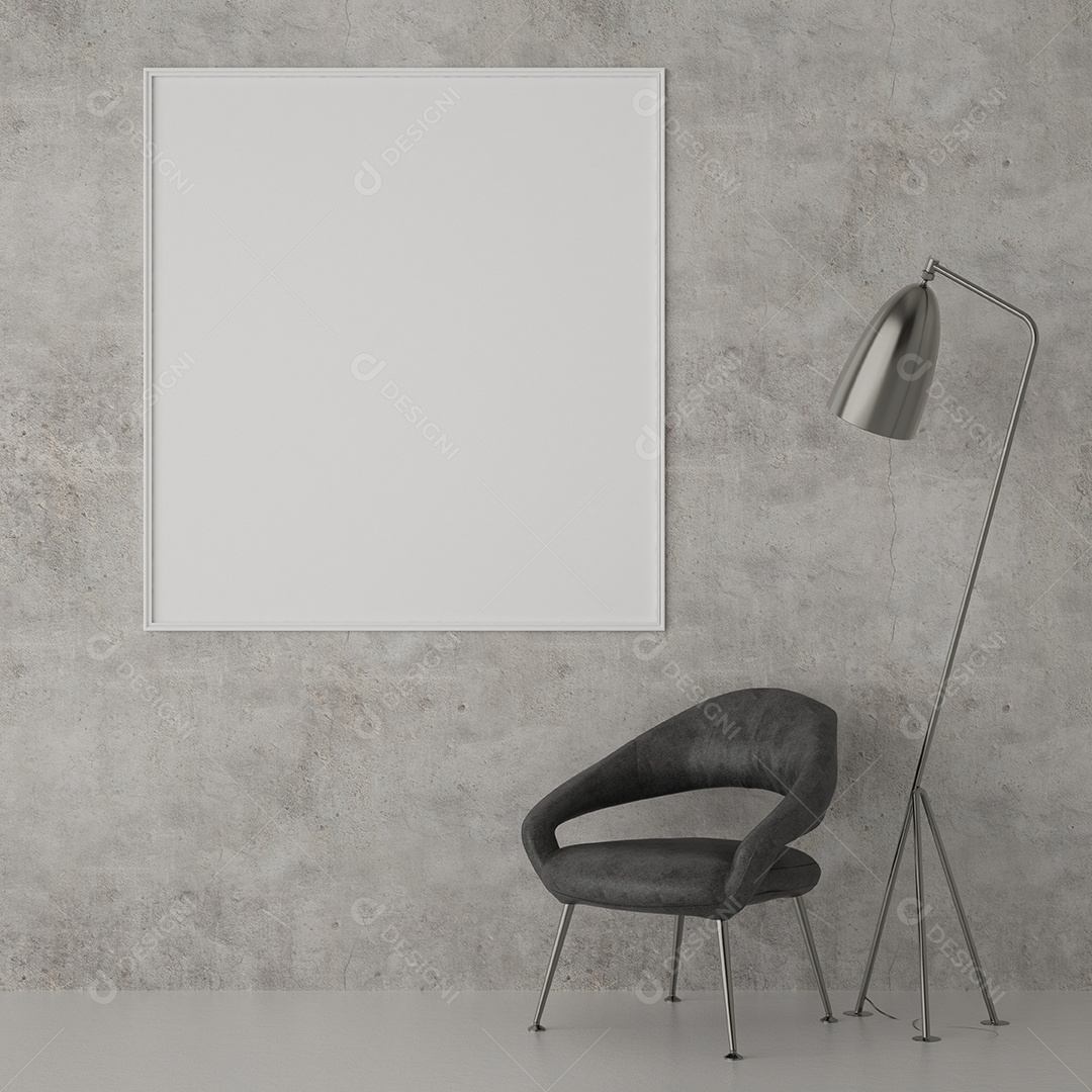 Moldura de foto de maquete de ilustração 3D na bela parede na sala da galeria ou no salão do lugar de luxo, decorada com ornamento de conceito, renderização