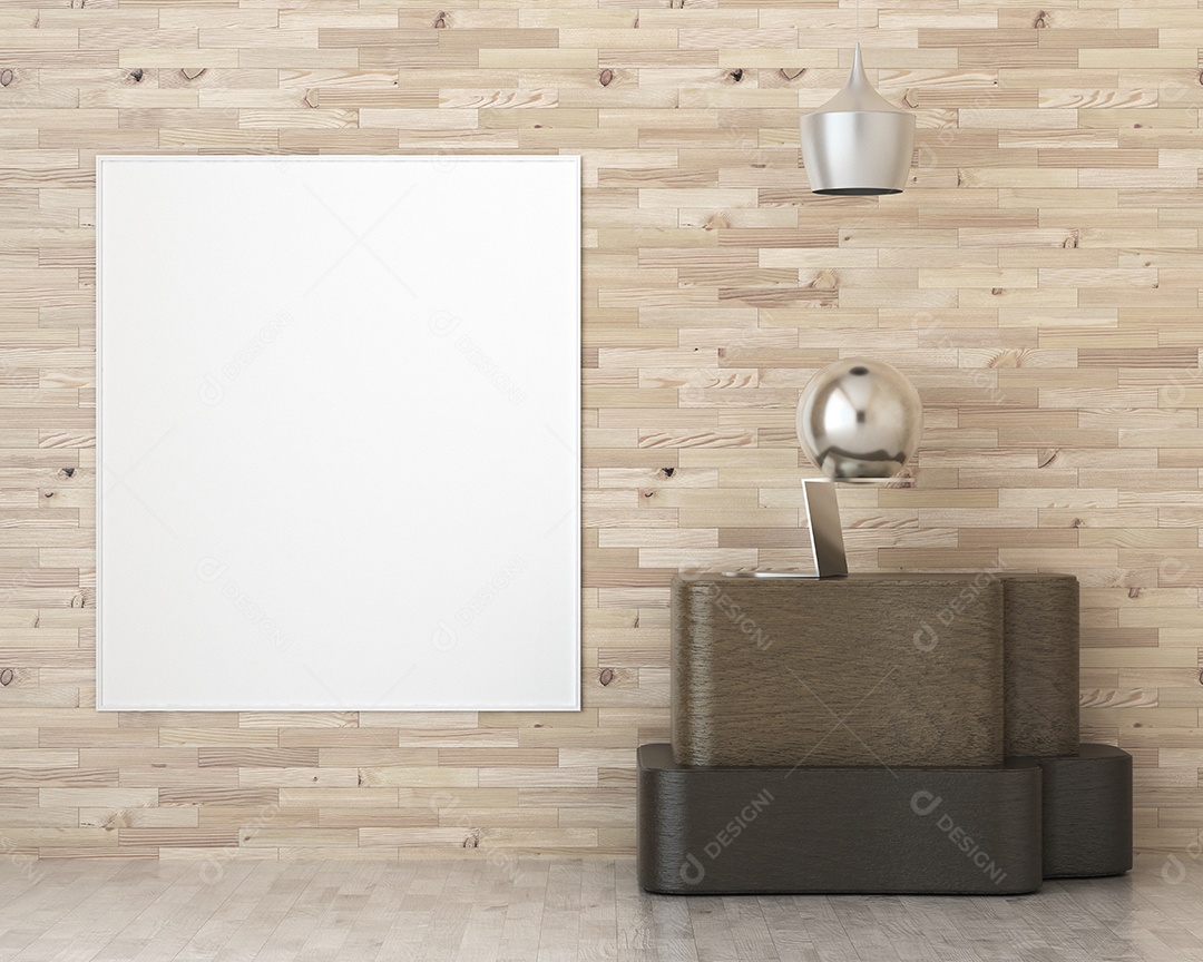 Moldura de foto de maquete de ilustração 3D na bela parede na sala da galeria ou no salão do lugar de luxo, decorada com ornamento de conceito, renderização