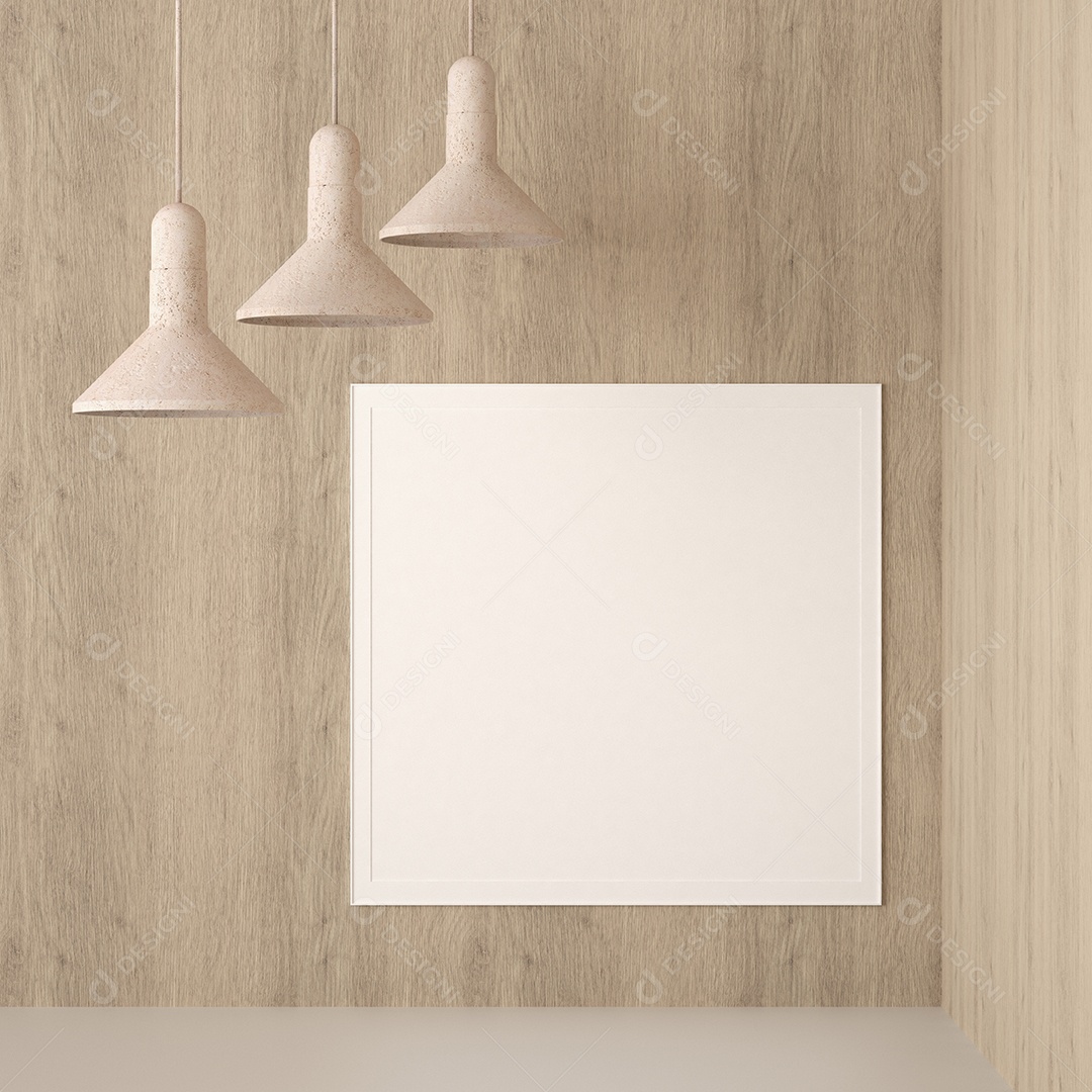 Moldura de foto de maquete de ilustração 3D na bela parede na sala da galeria ou no salão do lugar de luxo, decorada com ornamento de conceito, renderização