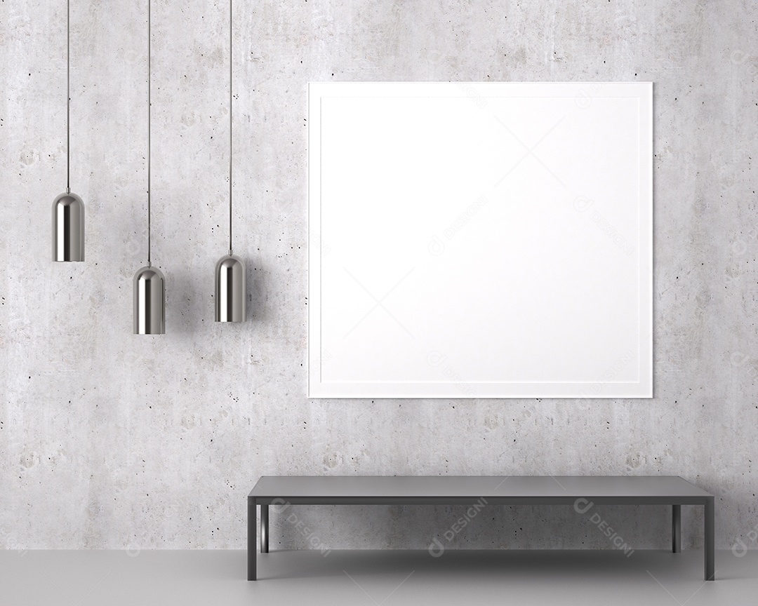 Moldura de foto de maquete de ilustração 3D na bela parede na sala da galeria ou no salão do lugar de luxo, decorada com ornamento de conceito, renderização