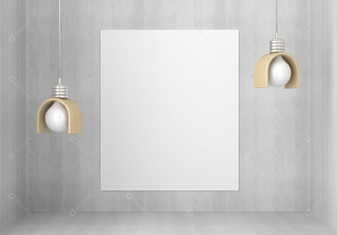 Moldura de foto de maquete de ilustração 3D na bela parede na sala da galeria ou no salão do lugar de luxo, decorada com ornamento de conceito, renderização