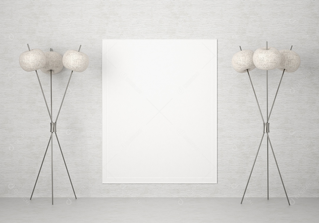 Moldura de foto de maquete de ilustração 3D na bela parede na sala da galeria ou no salão do lugar de luxo, decorada com ornamento de conceito, renderização