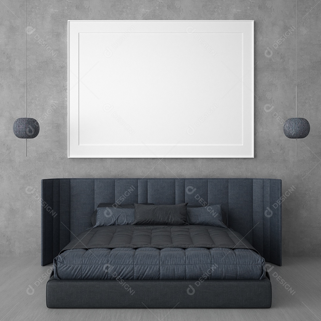 Moldura de foto de maquete de ilustração 3D na bela parede na sala da galeria ou no salão do lugar de luxo, decorada com ornamento de conceito, renderização