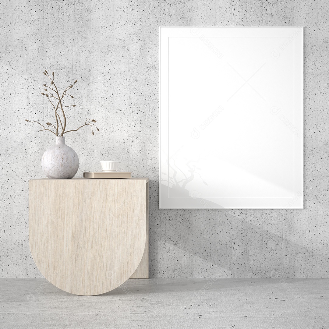 Moldura de foto de maquete de ilustração 3D na bela parede na sala da galeria ou no salão do lugar de luxo, decorada com ornamento de conceito, renderização